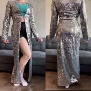 Long sequin robe duster burlesque robe
